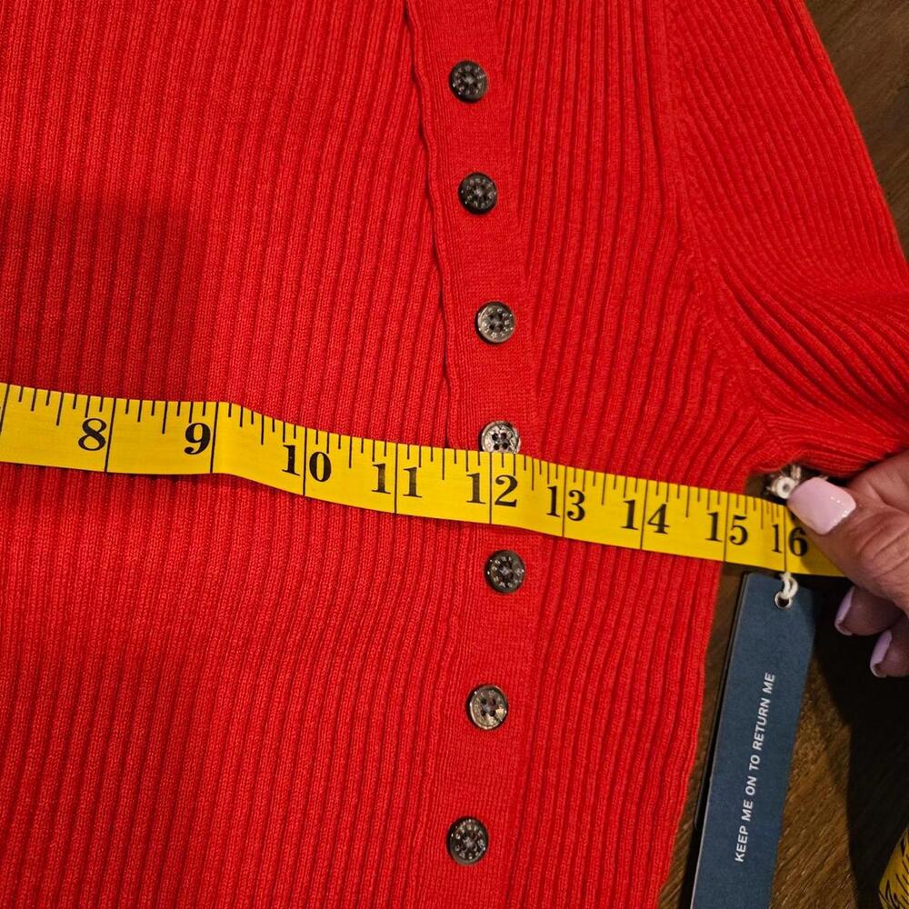 Nwt Court & Rowe Ribbed Button Sweater in Vibrant Red - Picture 4 of 6